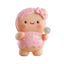 Cute Kawaii Dessert Character Icon with Lollipop