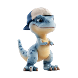 Cute Baby Dinosaur with Backwards Cap 3D Icon