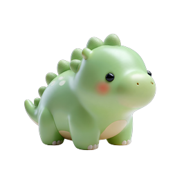 Cute Green Dinosaur Character 3D Icon