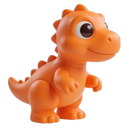 Cute Orange Dinosaur Character 3D Icon