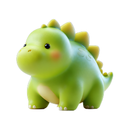 Süßes grünes Baby-Dinosaurier 3D-Charakter-Icon