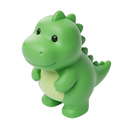 Cute Green Dinosaur Figurine - 3D Cartoon Icon