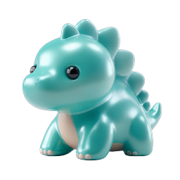 Cute Teal Dinosaur 3D Icon - Adorable Stegosaurus Character