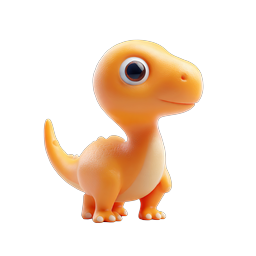 Cute Cartoon Dinosaur 3D Clay Style Icon