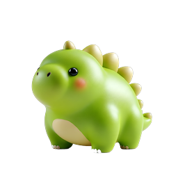 Süßes grünes Dinosaurier-Icon - Niedliches 3D-Clay-Design