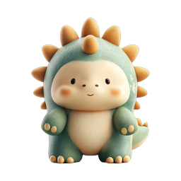 Cute Dinosaur Plush Character Icon - Adorable 3D Mascot