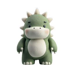 Ícone de personagem 3D de dinossauro de pelúcia verde fofo