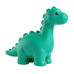 Biểu tượng 3D đồ chơi khủng long màu xanh mòng két dễ thương - Khủng long Brontosaurus đáng yêu
