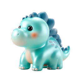可爱卡通恐龙玩具图标 - 可爱 3D 渲染