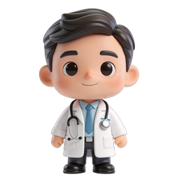 Cute 3D Cartoon Doctor Character Icon for Healthcare