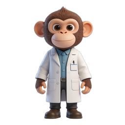 Cute Doctor Monkey Icon for Health and Education