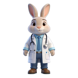 Cute Doctor Rabbit Icon for Healthcare Applications
