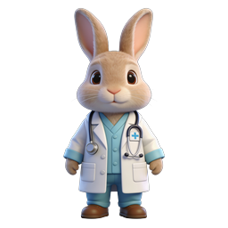 Cute Doctor Rabbit Icon for Healthcare and Education