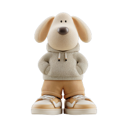 Adorable 3D Dog Character in Cozy Hoodie Outfit