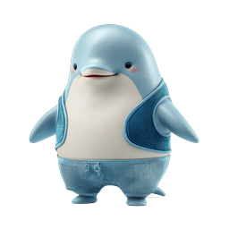 Cute 3D Dolphin Character in Denim Outfit Icon