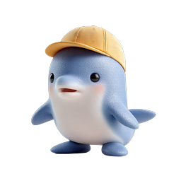 Cute Dolphin Icon with Cap - Playful Marine Character
