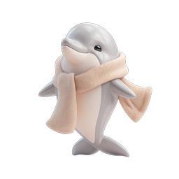 Cute Dolphin with Cozy Knit Scarf 3D Icon
