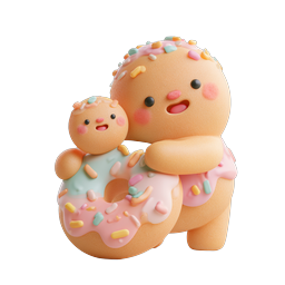 Cute 3D Donut Character Icon - Adorable Bakery Mascot