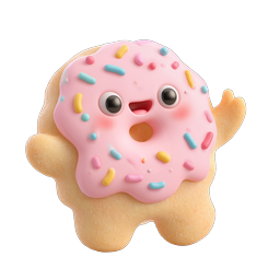 Cute 3D Donut Character Icon - Kawaii Dessert Mascot