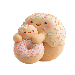 Cute Kawaii Donut Hug Icon | Sweet Pastry Character