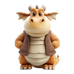Cute 3D Cartoon Dragon Character Icon