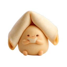Cute Clay Dumpling Fortune Cookie Character Icon