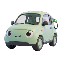 Cute Electric Car Icon - Eco-Friendly EV with Charging Port