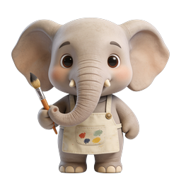 Cute Cartoon Elephant Artist Icon for Creative Projects
