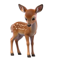 Cute 3D Fawn Deer Cartoon Icon | Wildlife Character