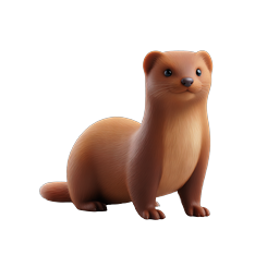 Cute Ferret 3D Icon | Adorable Pet Animal Illustration