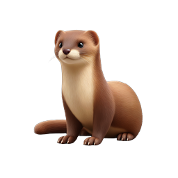 Cute Ferret Icon - Realistic 3D Wildlife Illustration
