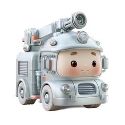 Cute Fire Truck Character Icon - 3D Kawaii Style