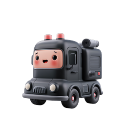 Cute Fire Truck Character Icon - 3D Clay Style