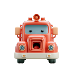 Cute Cartoon Fire Truck Icon - 3D Clay Style