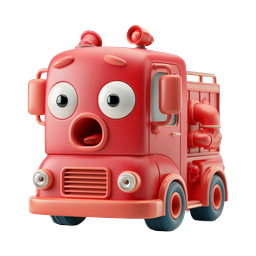 Süßes 3D-Knet-Feuerwehrauto-Charakter-Icon für Kinder