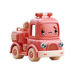 Cute Clay Fire Truck Character Icon - 3D Toy Style