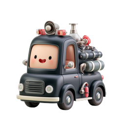 Cute Fire Truck 3D Icon - Kawaii Emergency Vehicle