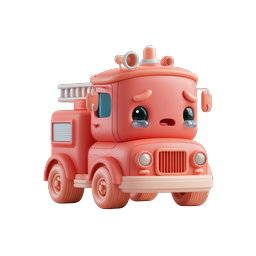 Cute Crying Fire Truck Kawaii 3D Icon