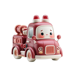 Cute Fire Truck Icon for Kids Safety Designs