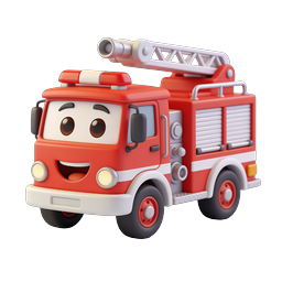 Cute Cartoon Fire Truck 3D Icon | Clay Style