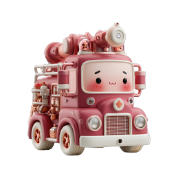 Cute Fire Truck Icon for Kids and Education