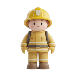 Icône de personnage pompier mignon 3D - Style clay