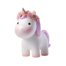 Ícone 3D de Unicórnio com coroa de flores fofo | Personagem Kawaii adorável