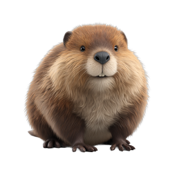 Cute Fluffy Beaver Realistic 3D Wildlife Icon
