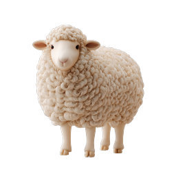 Cute Fluffy Sheep Figurine Icon - 3D Clay Style