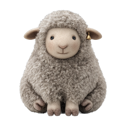Cute Fluffy Sheep Icon - Adorable 3D Animal Character