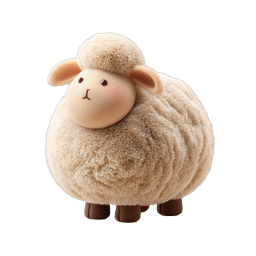 Cute Fluffy Sheep 3D Icon - Adorable Plush Animal