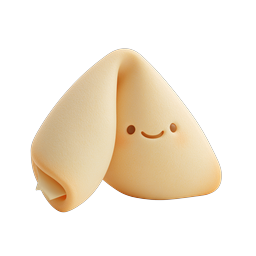 Cute Kawaii Fortune Cookie Icon | 3D Clay Style