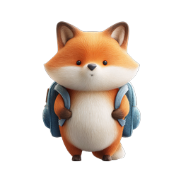 Süßer Fuchs mit Rucksack - 3D-Tiercharakter-Icon