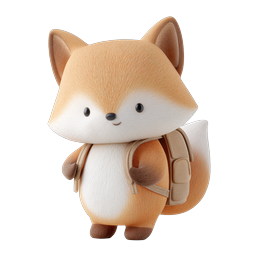 Cute Fox Backpack Character Icon - Adorable 3D Clay Style